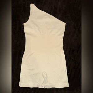 White One-Shoulder Ribbed Jumpsuit